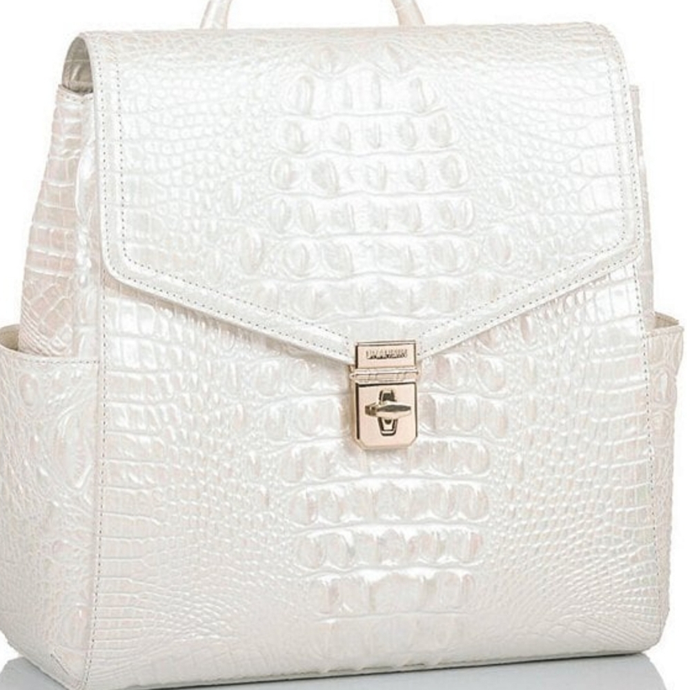 🌸 NWT BRAHMIN BACKPACK DESIGNER PURSE BAG RARE PEAL ITALIAN LEATHER EMBOSSED